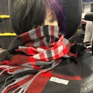 Pashmina Red and Black Scarf 100% Cashmere Unisex